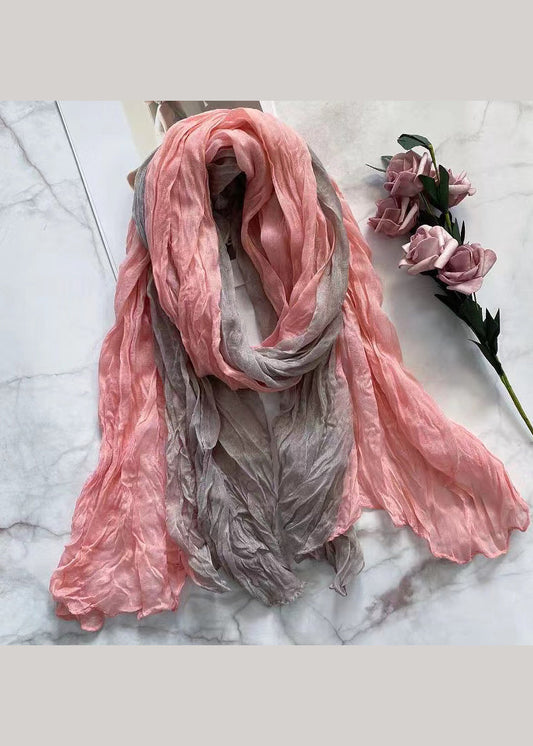 Organic Casual Pink Wrinkled Cotton Scarf Ada Fashion