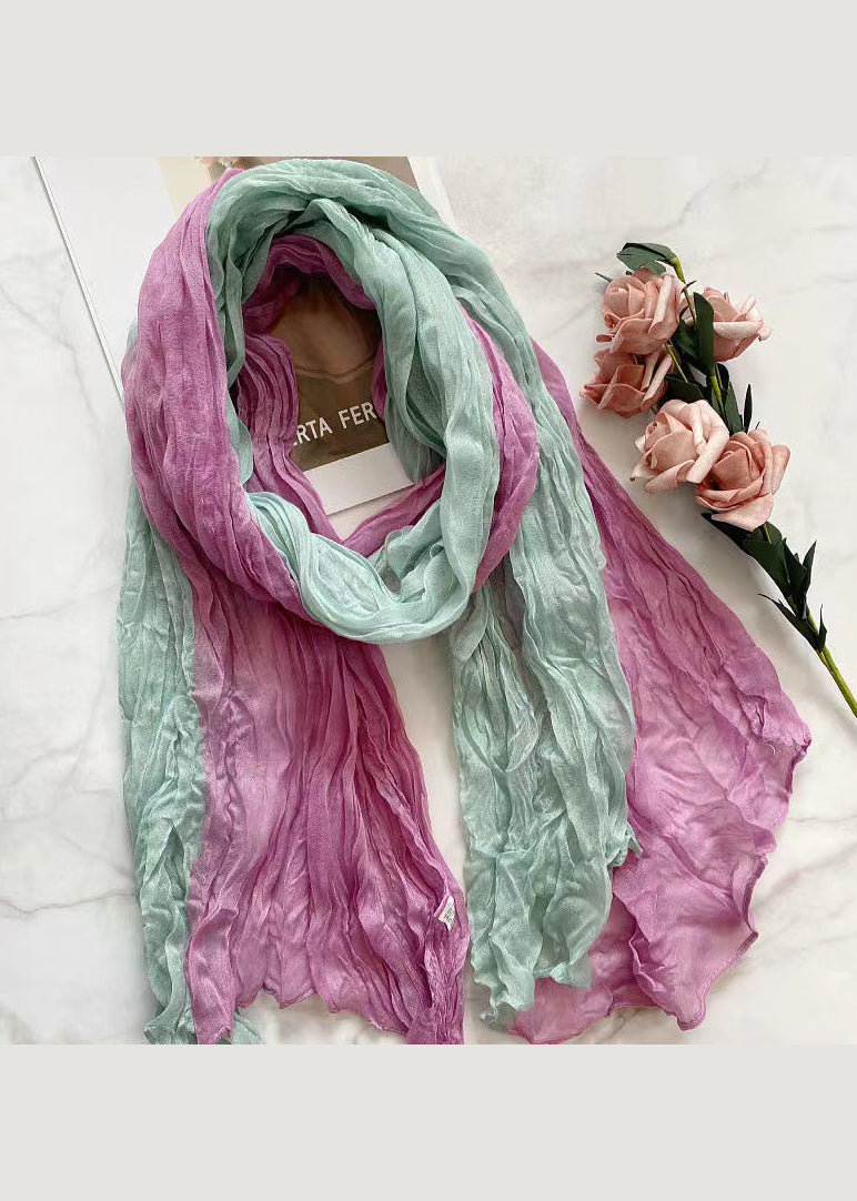 Organic Casual Pink Wrinkled Cotton Scarf Ada Fashion