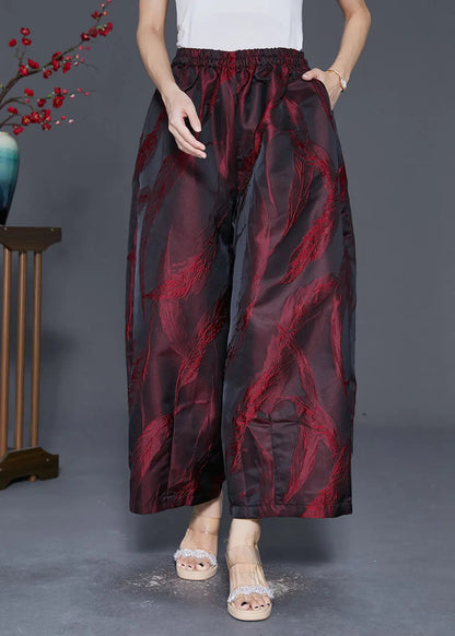 Organic Mulberry Feather Jacquard Pockets Silk Wide Leg Pants Fall Ada Fashion