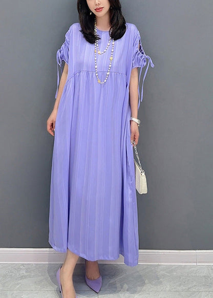 Organic Purple O-Neck Patchwork Party Maxi Dress Summer LY4338 - fabuloryshop