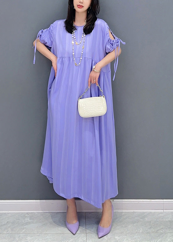 Organic Purple O-Neck Patchwork Party Maxi Dress Summer LY4338 - fabuloryshop