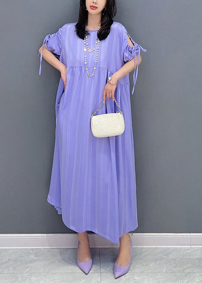 Organic Purple O-Neck Patchwork Party Maxi Dress Summer LY4338 - fabuloryshop