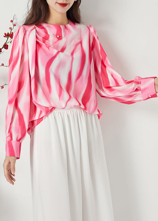 Organic Red Oversized Tie Dye Chiffon Shirt Spring LY1122 - fabuloryshop