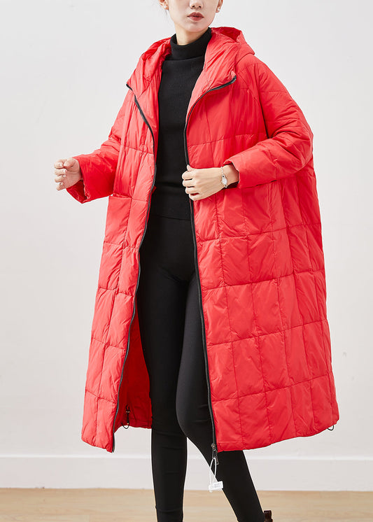 Organic Red Oversized Warm Duck Down Puffers Jackets Winter Ada Fashion