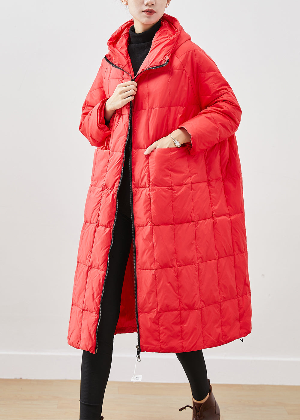 Organic Red Oversized Warm Duck Down Puffers Jackets Winter Ada Fashion