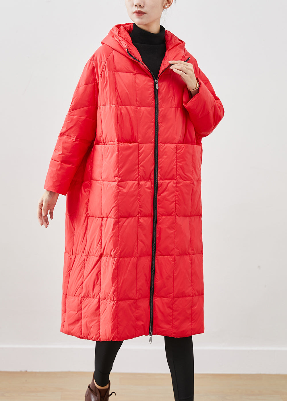 Organic Red Oversized Warm Duck Down Puffers Jackets Winter Ada Fashion