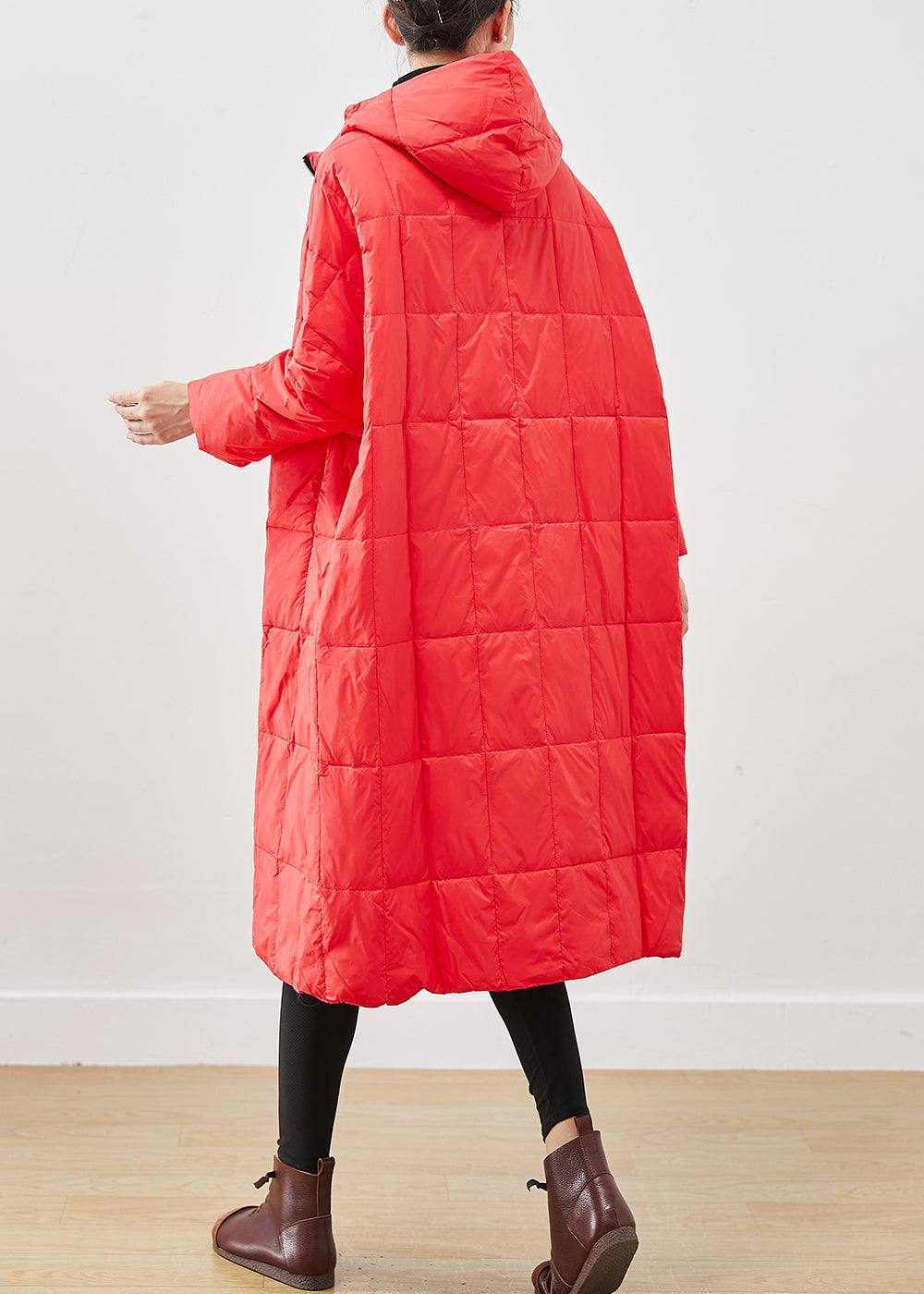 Organic Red Oversized Warm Duck Down Puffers Jackets Winter Ada Fashion