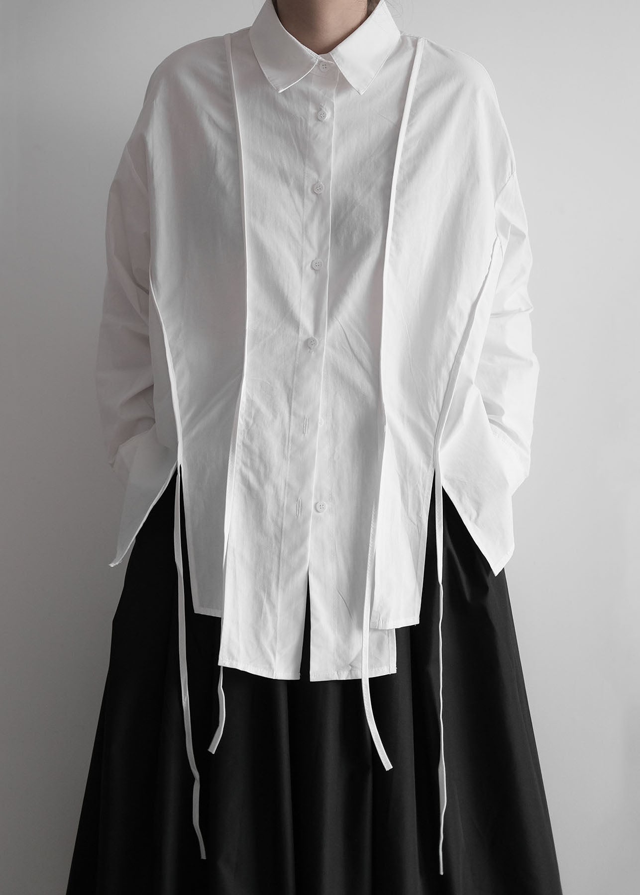 Organic White Peter Pan Collar Asymmetrical Design Cotton Shirts Spring LY1415 - fabuloryshop