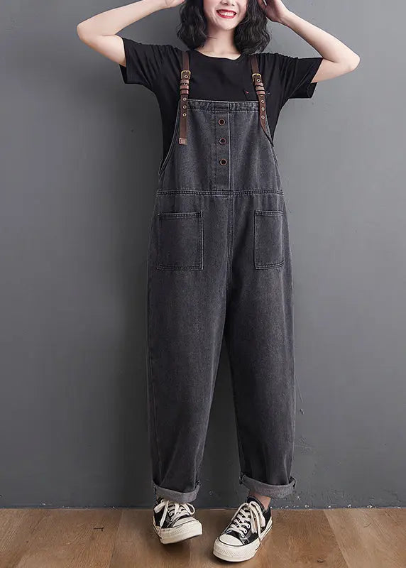 Original Design Black Oversized Denim Jumpsuit Summer Ada Fashion