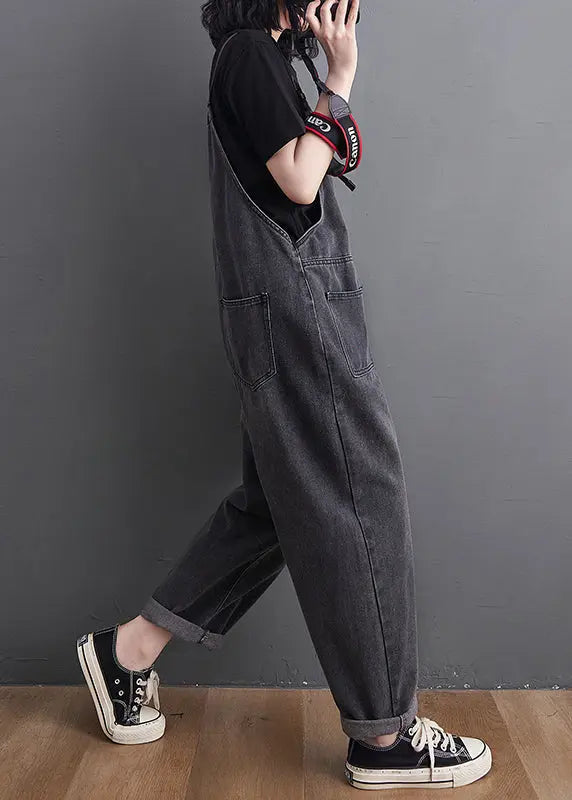 Original Design Black Oversized Denim Jumpsuit Summer Ada Fashion