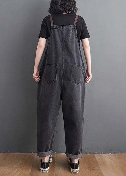 Original Design Black Oversized Denim Jumpsuit Summer Ada Fashion