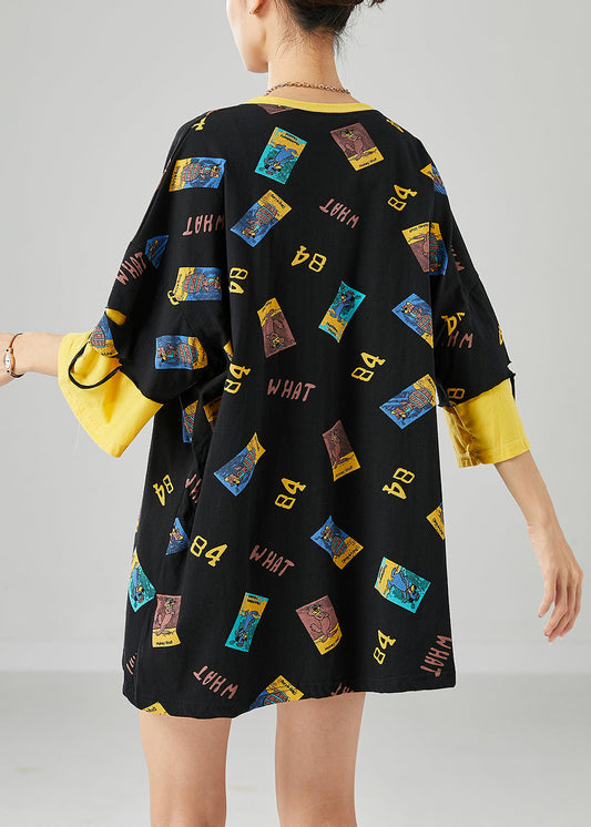 Original Design Black Oversized Patchwork Cotton Tank Summer LY6677 - fabuloryshop