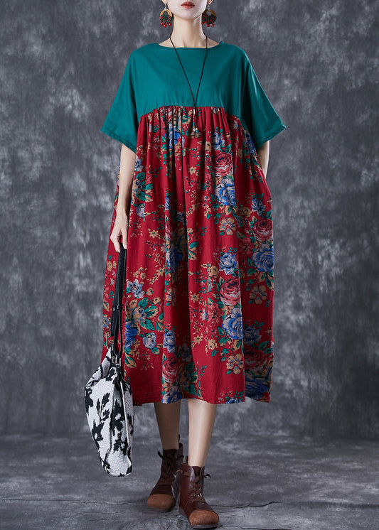 Original Design Colorblock Oversized Patchwork Cotton Maxi Dresses Summer LY7095 - fabuloryshop