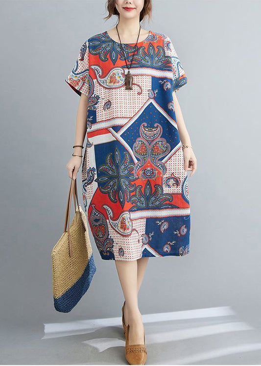 Original Design Colorblock Oversized Print Pockets Linen Dresses Summer LY0911 - fabuloryshop