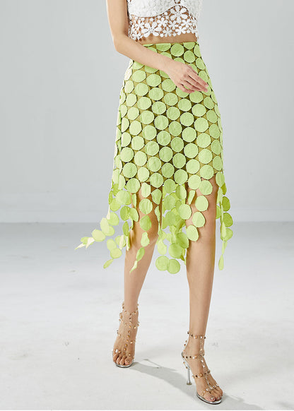 Original Design Grass Green Embroideried Circle Slim Fit Skirts Summer LY6155 - fabuloryshop