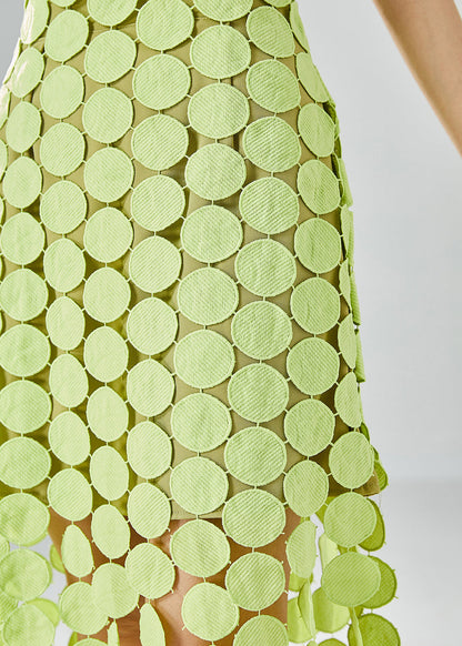 Original Design Grass Green Embroideried Circle Slim Fit Skirts Summer LY6155 - fabuloryshop