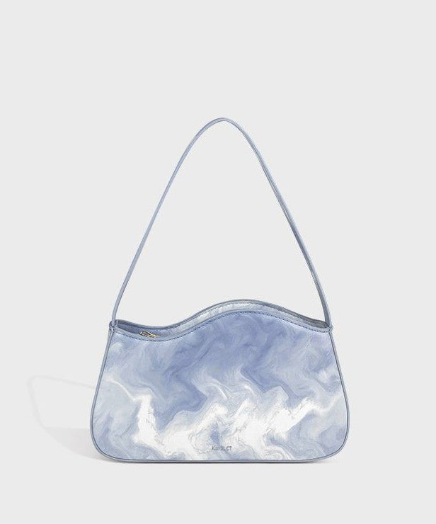 Original Design Light Blue Tie Dye Paitings Faux Leather Satchel Handbag LY1748 - fabuloryshop