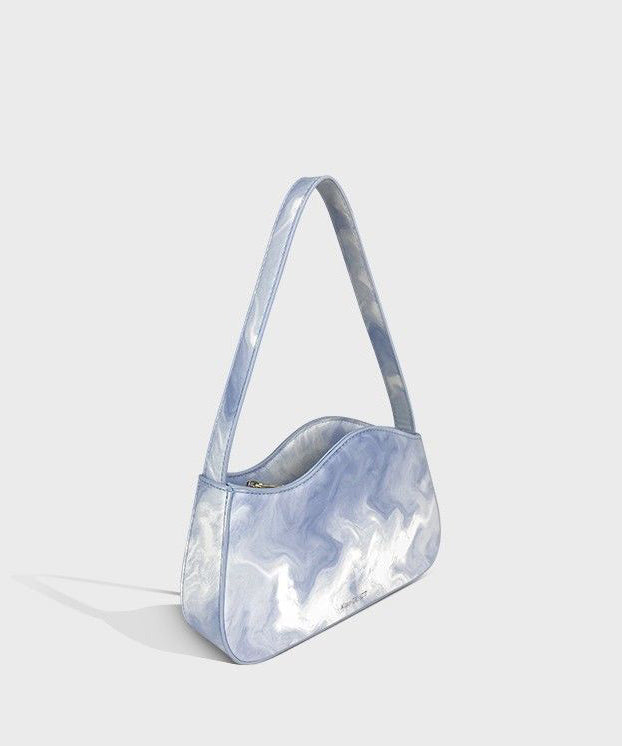 Original Design Light Blue Tie Dye Paitings Faux Leather Satchel Handbag LY1748 - fabuloryshop