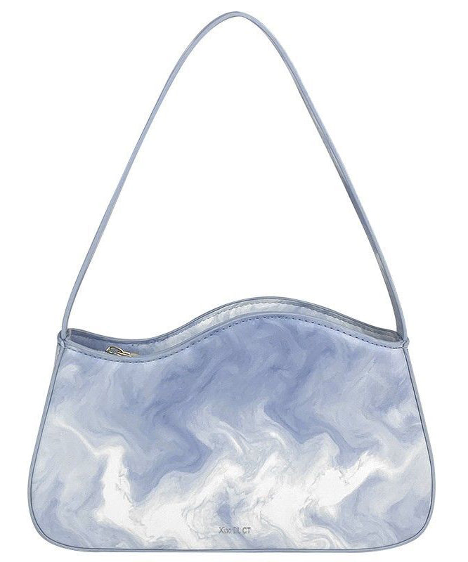 Original Design Light Blue Tie Dye Paitings Faux Leather Satchel Handbag LY1748 - fabuloryshop