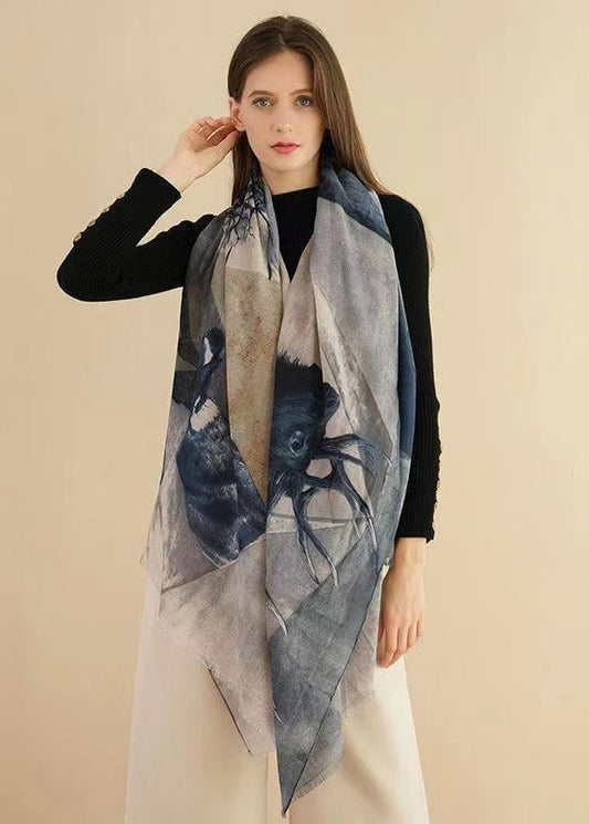 Original Design Navy Animal Print Versatile Scarf Ada Fashion