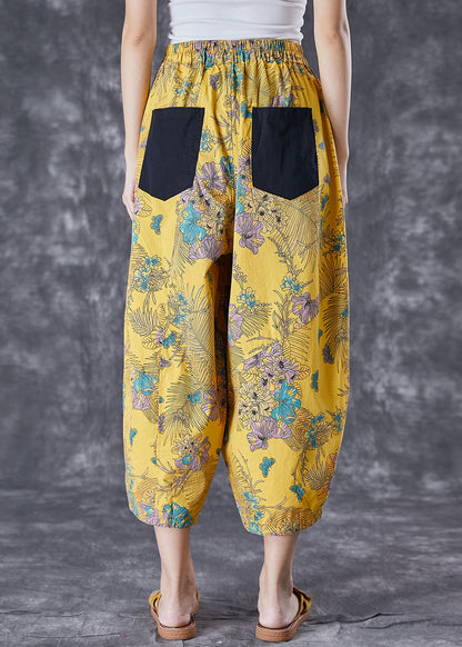 Original Design Yellow Oversized Print Cotton Pants Summer Ada Fashion