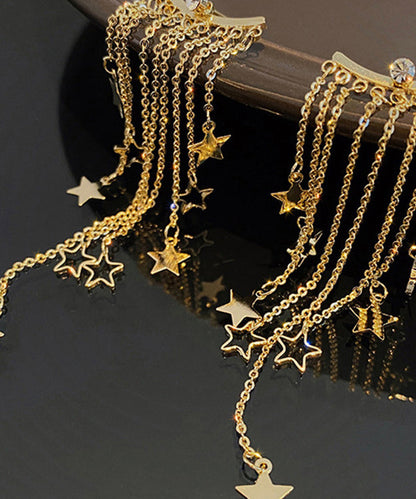 Oversize Gold Alloy Star Tassel Drop Earrings LY1789 - fabuloryshop