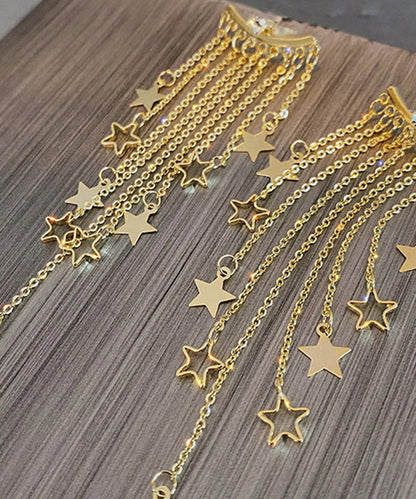 Oversize Gold Alloy Star Tassel Drop Earrings LY1789 - fabuloryshop