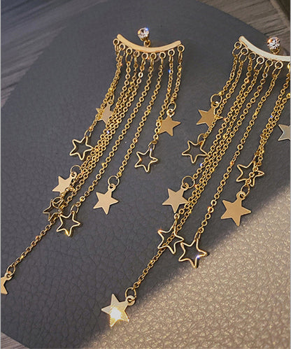 Oversize Gold Alloy Star Tassel Drop Earrings LY1789 - fabuloryshop