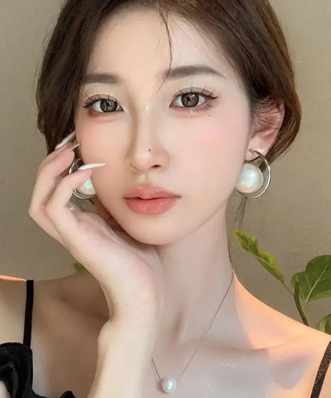 Oversize Gold Overgild Pearl Hoop Earrings Ada Fashion