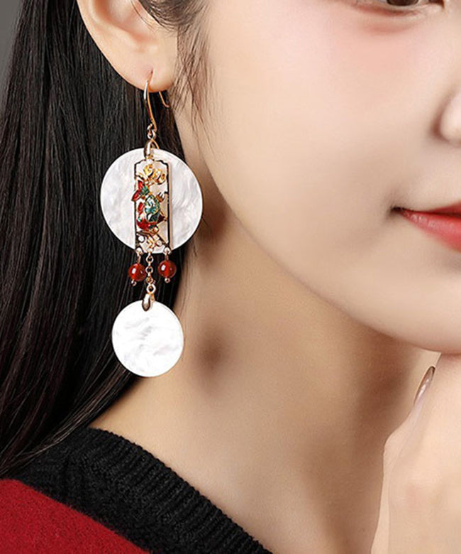 Oversize White Sterling Silver Copper Drop Earrings LY2266 - fabuloryshop