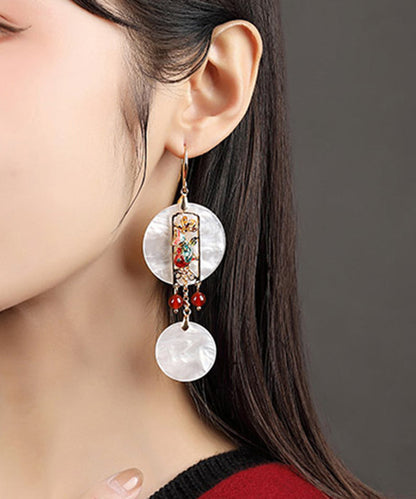 Oversize White Sterling Silver Copper Drop Earrings LY2266 - fabuloryshop