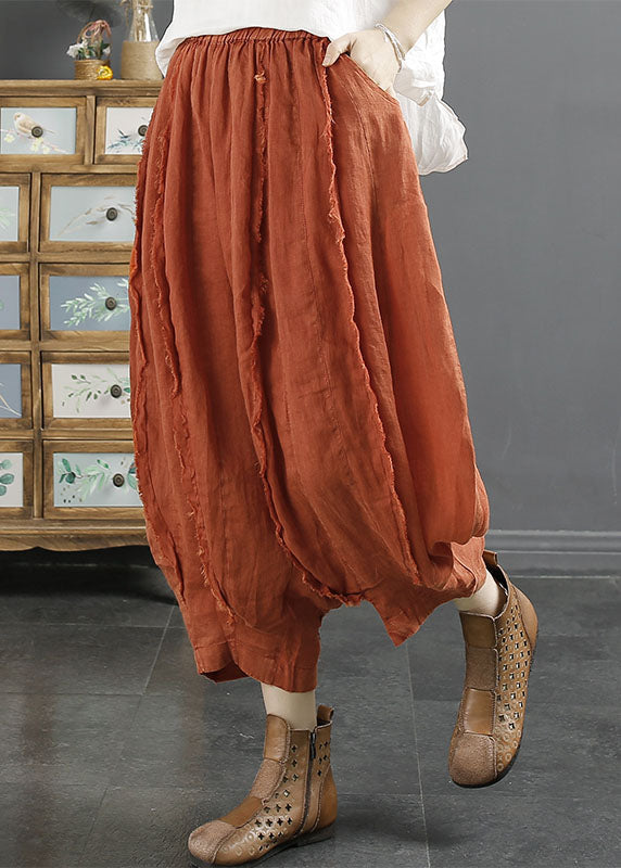 Oversized Green Pockets Wrinkled Patchwork Linen Harem Pants Summer Ada Fashion