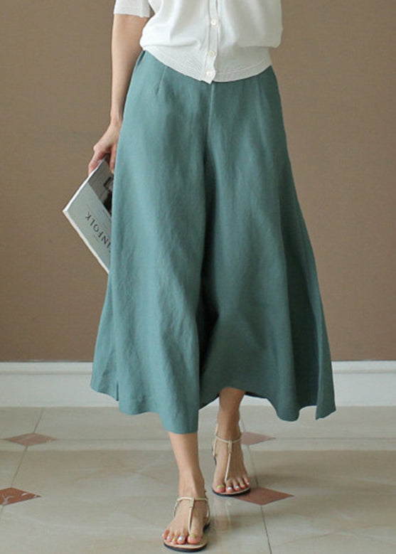 Peacock Blue Elastic Waist Solid Wide Leg Pants LY2596 - fabuloryshop