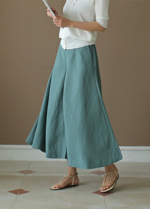 Peacock Blue Elastic Waist Solid Wide Leg Pants LY2596 - fabuloryshop