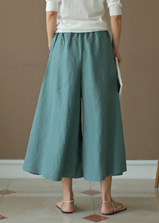 Peacock Blue Elastic Waist Solid Wide Leg Pants LY2596 - fabuloryshop