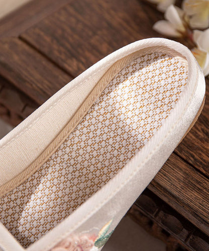 Pink Embroideried Slide Sandals Handmade Splicing Cotton Fabric LY7676