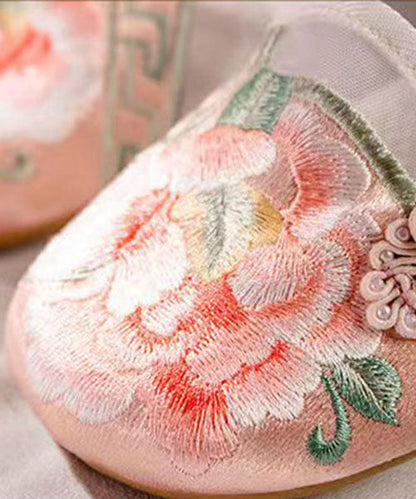 Pink Flat Shoes For Women Splicing Tulle Embroideried LY7649