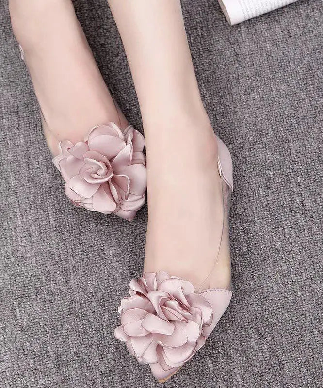 Pink Floral Comfy Splicing Walking Sandals Pointed Toe Ada Fashion