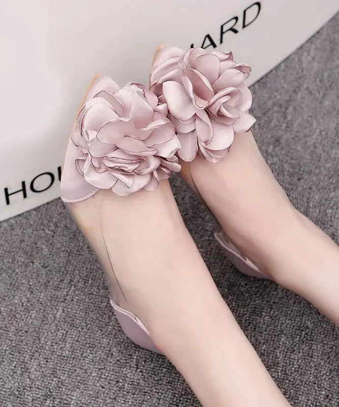 Pink Floral Comfy Splicing Walking Sandals Pointed Toe Ada Fashion