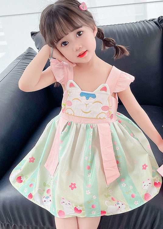 Pink Patchwork Cotton Baby Girls Dresses Embroideried Wrinkled Summer LY6423 - fabuloryshop