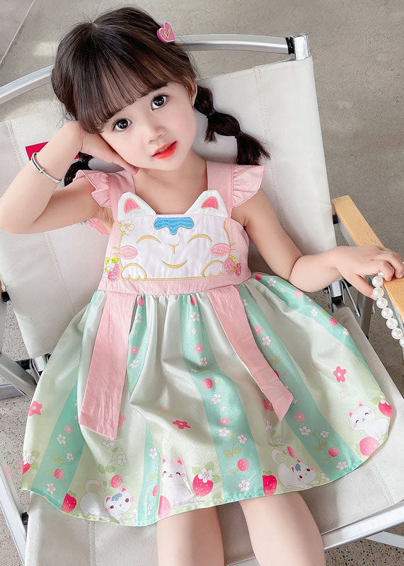 Pink Patchwork Cotton Baby Girls Dresses Embroideried Wrinkled Summer LY6423 - fabuloryshop