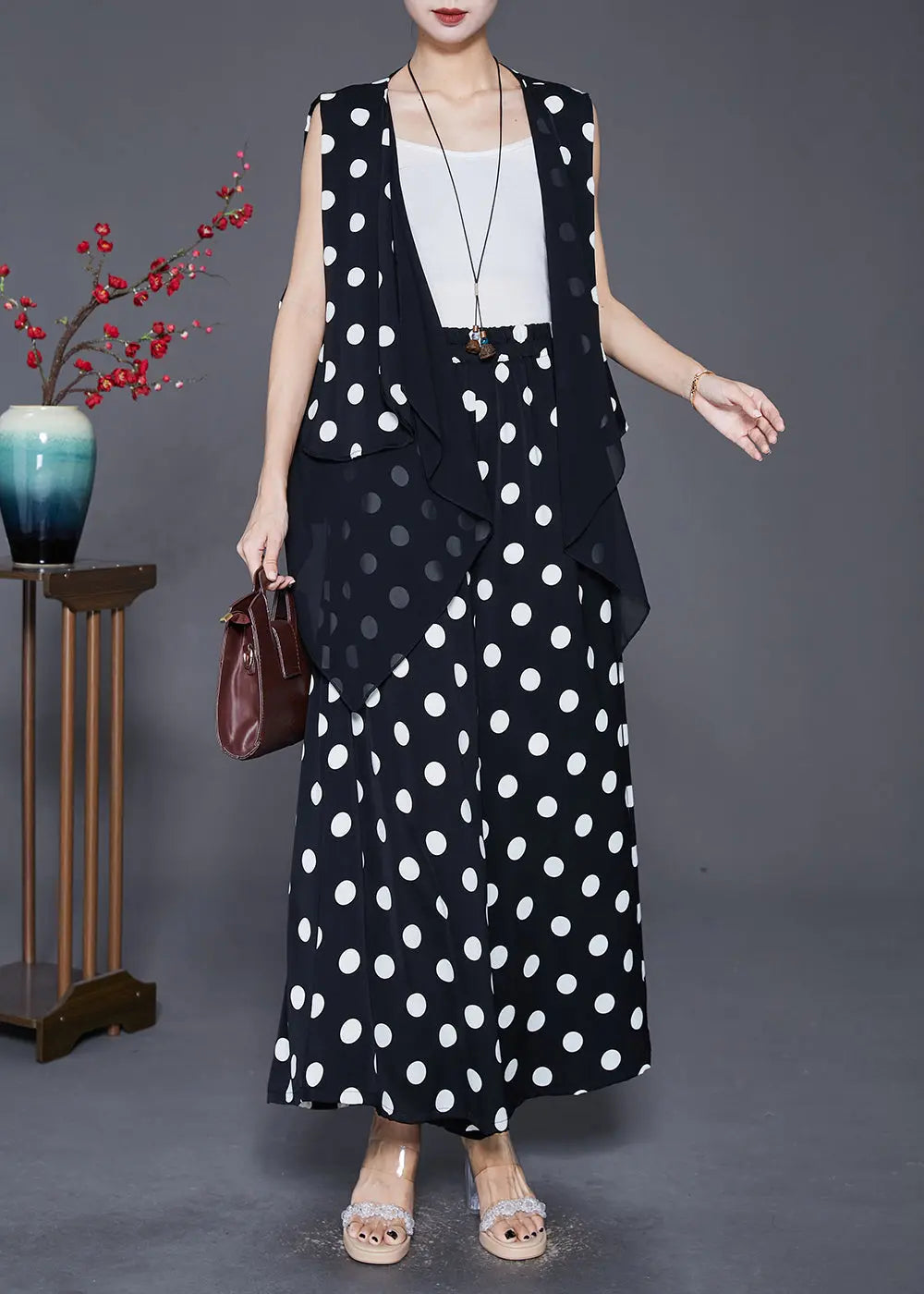 Plus Size Black Asymmetrical Patchwork Cotton Two Pieces Set Fall Ada Fashion