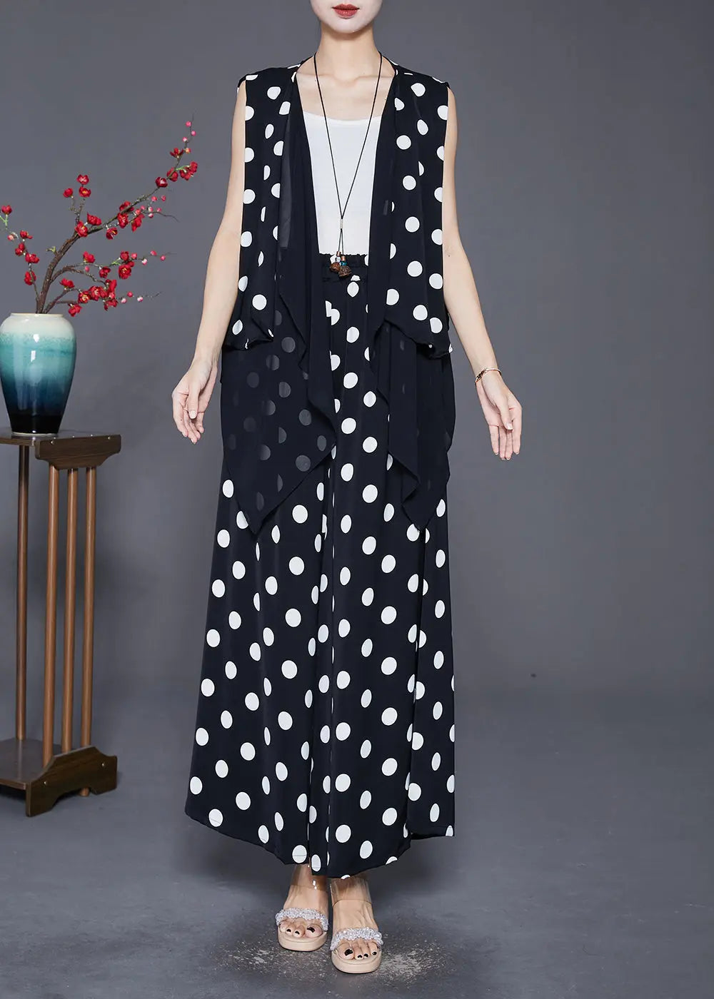 Plus Size Black Asymmetrical Patchwork Cotton Two Pieces Set Fall Ada Fashion