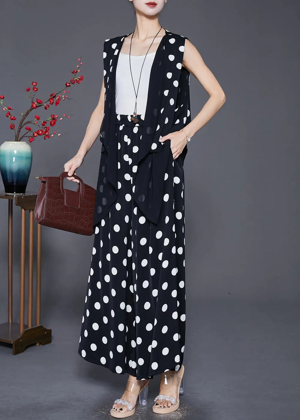 Plus Size Black Asymmetrical Patchwork Cotton Two Pieces Set Fall Ada Fashion