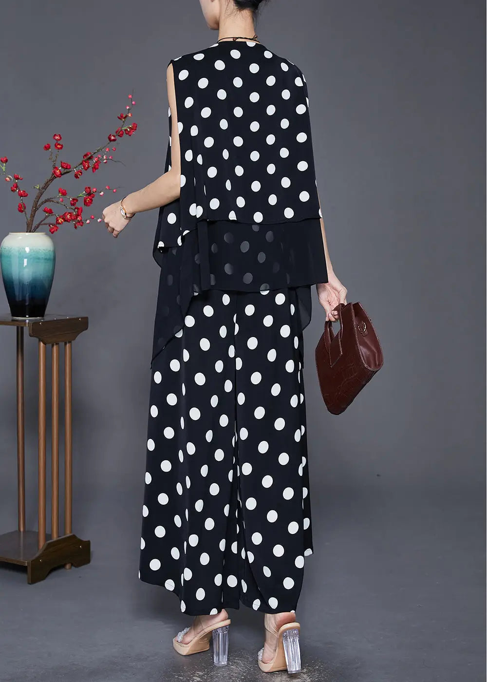 Plus Size Black Asymmetrical Patchwork Cotton Two Pieces Set Fall Ada Fashion