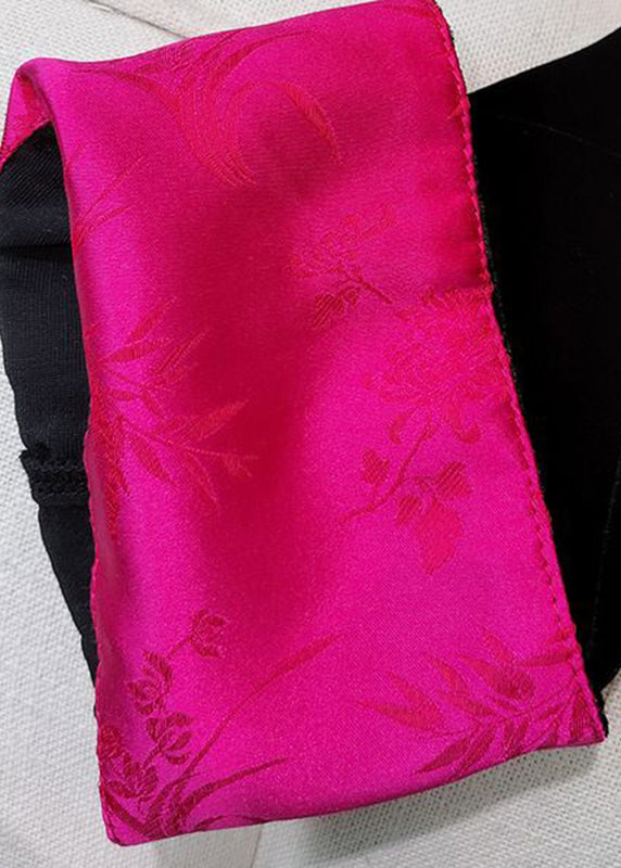 Plus Size Black O-Neck Patchwork Side Open Silk Velour Shirts Long Sleeve Ada Fashion