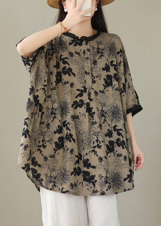 Plus Size Black O-Neck Print Top Half Sleeve LY2971 - fabuloryshop