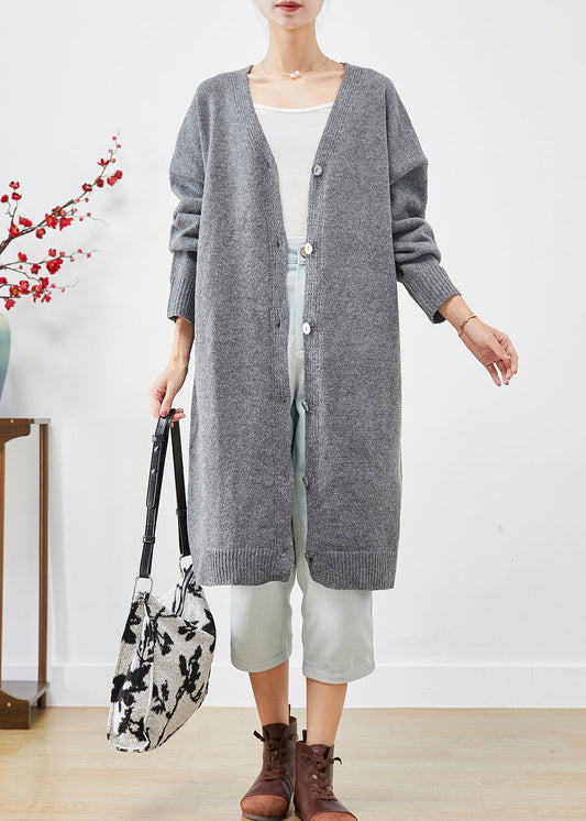 Plus Size Charcoal Grey Oversized Button Down Knit Cardigan Fall Ada Fashion