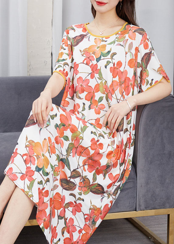 Plus Size Floral O Neck Patchwork Chiffon Dresses Summer LY6508 - fabuloryshop