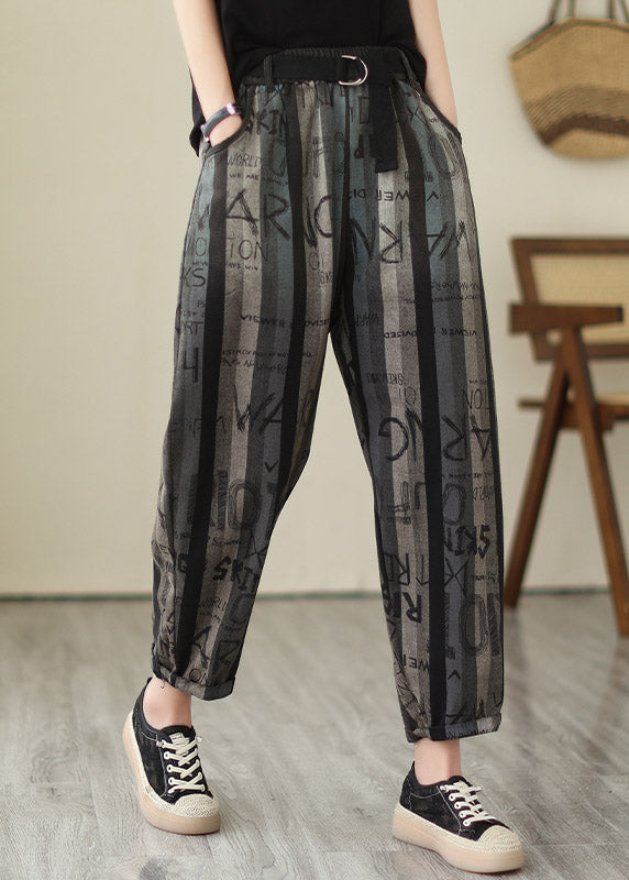 Plus Size Graphic Print Elastic Waist Crop Pants Summer LY4005 - fabuloryshop